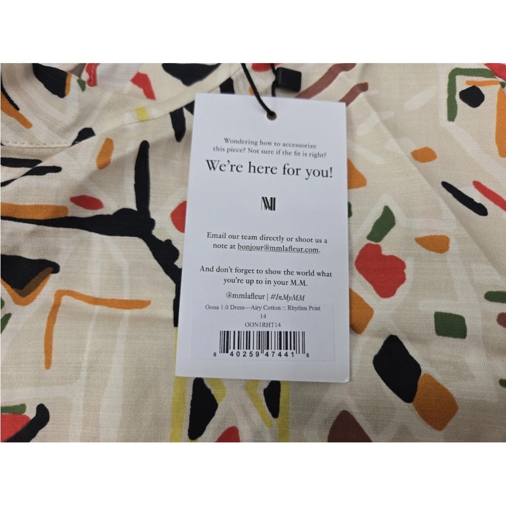 NWT MM.LaFleur Oona 1.0 Midi Dress in Cream with Black, Red & Green Print - Picture 3 of 13